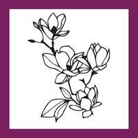 Magnolia sketch design made on a white background vector