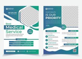 Medical Healthcare service Flyer poster pamphlet brochure cover design layout background, two colors scheme, vector template in A4 size - Vector