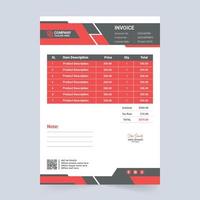 Digital business invoice design with abstract shapes. Creative minimal invoice template with red and blue colors. Print ready payment agreement and billing paper decoration for corporate business. vector