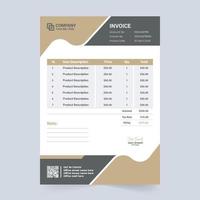 Modern corporate business invoice template decoration with abstract shapes. Payment receipt and billing paper designed with orange and dark colors. Creative invoice template vector for business.