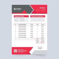 Creative minimal invoice and billing paper template vector. Payment receipt and digital business invoice design with red and blue colors. Product purchase cash receipt with price section. vector