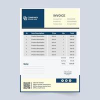 Business invoice and cash receipt with blue and off-white colors. Minimal invoice template design with simple abstract shapes. Product purchase and cash receipt decoration vector. vector