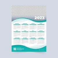 Organizador de fin de semana 2023 y diseño de calendario con formas abstractas. diseño de calendario anual con sombra de color azul. Calendario de año nuevo 2023. vector de organizador de oficina y negocios. la semana comienza el domingo.