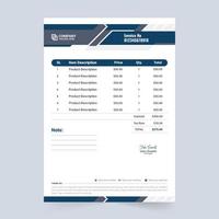 Creative corporate business invoice and price receipt vector. Invoice Template and payment agreement paper design with blue color. Professional price receipt and invoice layout vector. vector