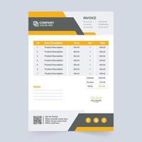 Creative payment receipt template design for corporate business. Print ready invoice vector with yellow and blue colors. Payment agreement and invoice bill template vector with abstract shapes.