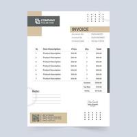 Minimal invoice template design with simple geometric shapes and product description section. Corporate billing paper and invoice template vector. Cash receipt and payment agreement paper decoration. vector