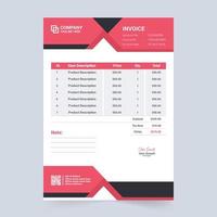 Minimal invoice and price receipt template with abstract shapes. Business invoice design vector with red and yellow colors. Payment Agreement paper and product purchase receipt.