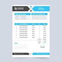 Payment agreement and invoice template vector. Purchase information and billing paper decoration with modern shapes. Cash receipt template with blue and green colors. Minimal invoice design. vector