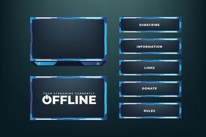 Simple streaming overlay and screen interface decoration with blue color. Modern gaming frame design on a dark background. live streaming overlay vector for online gamers. Streaming frame design.