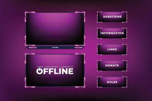 Futuristic gaming screen interface decoration with girly pink color. Girl gamer streaming overlay design with creative abstract shapes. Online gaming overlay vector on a dark background.