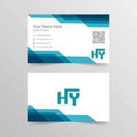 Cyan and blue colored business card with random square shapes vector