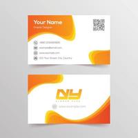 Corporate business card with orange gradient shapes and QR code vector