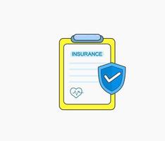 insurance policy contract clipboard design icon vector