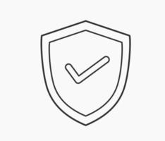icono de línea de símbolo de escudo de lista de verificación vector