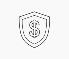 icono de línea de diseño de protección financiera vector