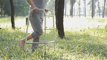 young asian physical therapist working with senior woman on walking with a walker video