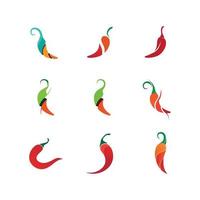 vector de logotipo de diseño de temporada de comida de icono de chile y caliente