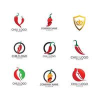 vector de logotipo de diseño de temporada de comida de icono caliente y chile