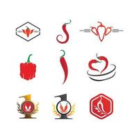 vector de logotipo de diseño de temporada de comida de icono caliente y chile