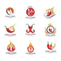 vector de logotipo de diseño de temporada de comida de icono caliente y chile