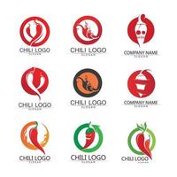 vector de logotipo de diseño de temporada de comida de icono caliente y chile