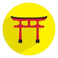 Shinto shrine gate or torii flat icon on a round background for apps or websites
