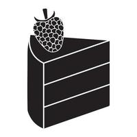 Flat vector icon slice of layer cake with raspberry fruit for apps and websites