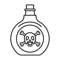 botella de veneno de icono de vector de arte de línea o productos químicos venenosos con tibias cruzadas para aplicaciones o sitios web