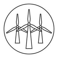 Rounded a wind turbines line art icon for apps or websites vector