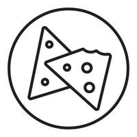 icono de arte de línea de chips de queso de tortilla en círculo para aplicaciones y sitios web vector