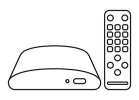 cuadro de configuración del reproductor de medios digitales con ícono de arte de línea de controladores remotos para aplicaciones y sitios web vector