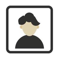 Male portrait face on photo frame or man photo selfie flat color icon for app and website vector