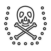 Crossbones or crossed bone or death skull line art icon for apps or websites vector