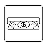 Line art icon insert cash or receive money in ATM for apps and websites vector