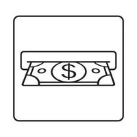 Line art icon insert cash or receive money in ATM for apps and websites vector