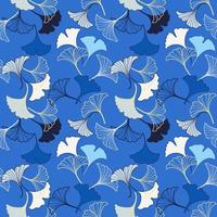 Vector seamless pattern with Blue and white ginkgo leaves falling, illustration abstract autumn leaf drawing on blue background for fashion fabric textiles printing, wallpaper and paper wrapping