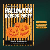 Halloween party poster template with pumpkin illustration vector