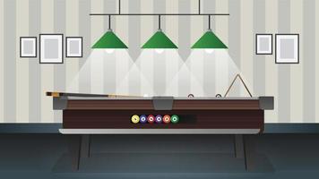 Illustration of pool billiard table and pool table lights vector