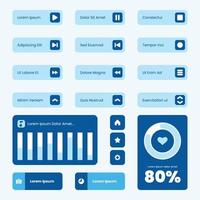 Blue flat ui ux elements vector