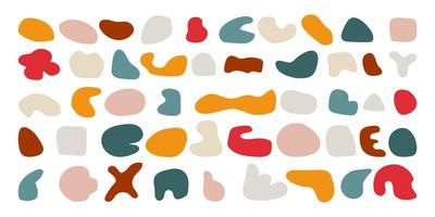 Organic amoeba blob shape set. Irregular round blot forms graphic design element collection. Colorful doodle random splotches. Flat vector illustration isolated on white background