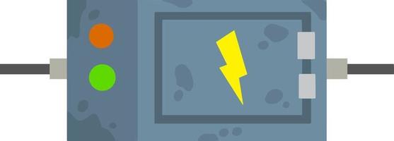 Switchboard. Electrical wires in box. High voltage sensor. Technical industrial appliance. Danger sign - yellow lightning. Current switch. Cartoon flat illustration. Fuse and electrical engineering vector