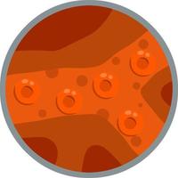 Vessels and arteries under microscope. Red Blood cells in canal. Enlarged view. The medical scheme. Internal human system. Scientific flat illustration vector