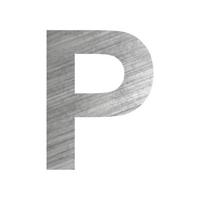 Texture of silver rusty metal, letter P of the English alphabet on a white background - Vector