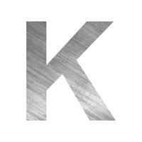 Texture of silver rusty metal, letter K of the English alphabet on a white background - Vector