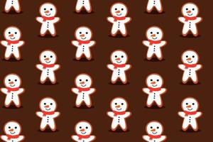 Gingerbread man pattern with snowman icing vector