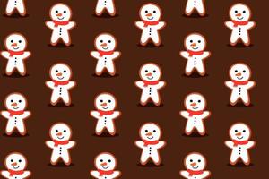 Gingerbread man pattern with snowman icing vector