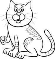 cartoon surprised cat comic animal character coloring page vector