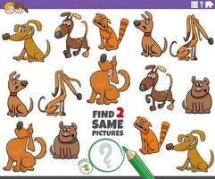 find two same comic dog characters educational game vector