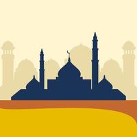 Editable Vector of Simple and Minimalist Mosque Silhouettes Illustration in Flat Style for Text Background of Muharram Hijri New Year or Islamic Holy Festival Design Concept