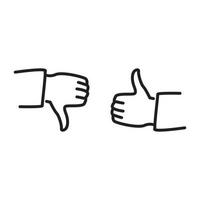 simple like and dislike hand icon, line design, vector illustration